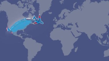 airplane with smoke follows space