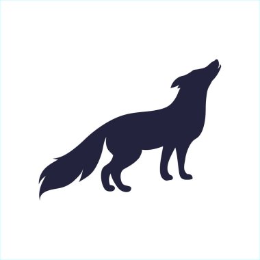The wolf howling at the moon, vector illustration, silhouette of wolf