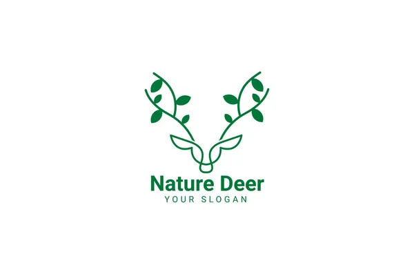 Modèle Conception Logo Art Ligne Nature Cerf — Image vectorielle