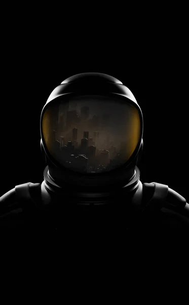 Űrhajós Portré Földi Tükröződéssel Sisakon Egy Renderelés Illusztráció — Stock Fotó