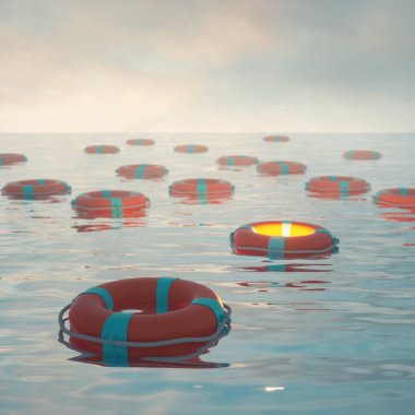 Cankurtaranlar tek bir parıltıyla suda yüzüyorlar. Banka kredisi