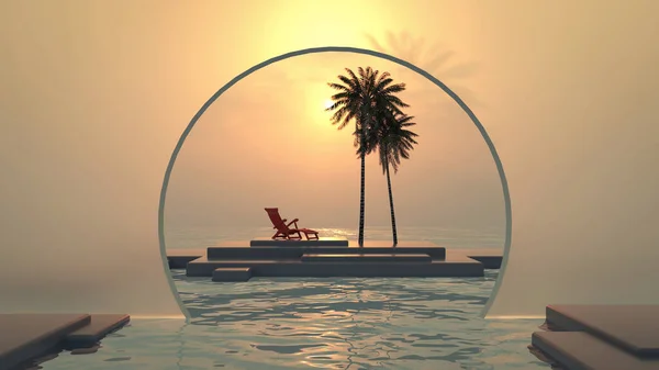 Summer vacation envinroment . Travel and recreation concept . This is a 3d render illustration .