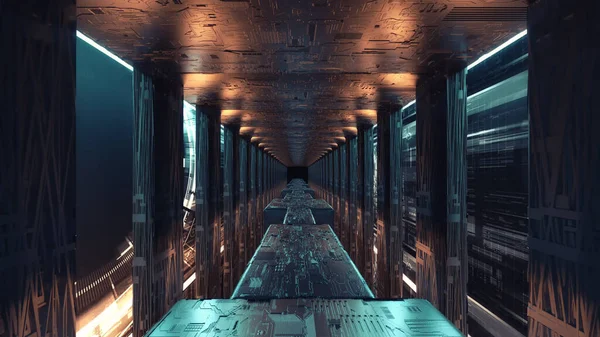 Tunnel Futuriste Science Fiction Ceci Est Une Illustration Rendu — Photo