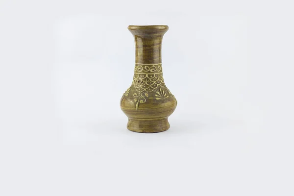 白い背景に隔離された古いヴィンテージセラミック花瓶 — ストック写真