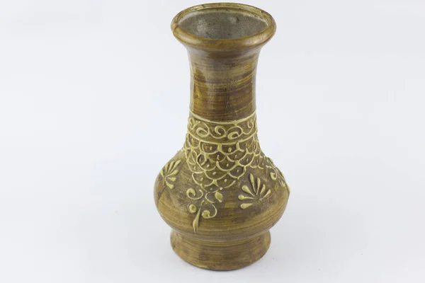Classique Vieux Vase Cheramique Fond Ahite — Photo