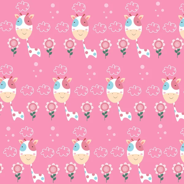 Vector Illustration Pink Cute Cow Vector Illustration Pattern High Quality — 图库矢量图片