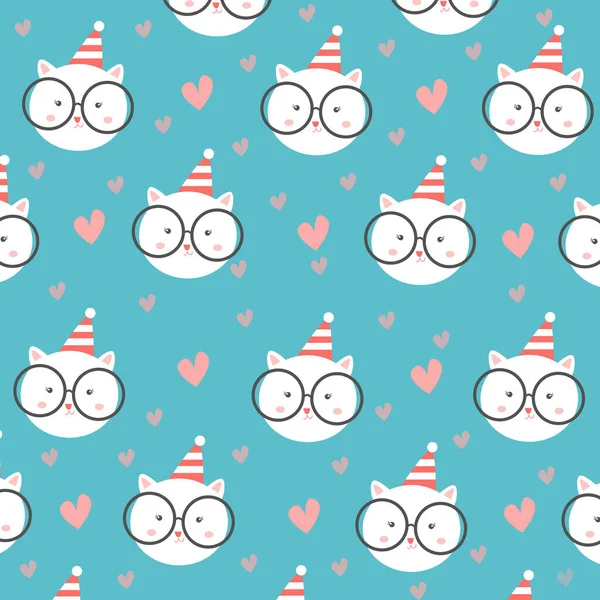 Vector Illustration Cat Glasses Seamless Pattern High Quality Vector Design — Wektor stockowy