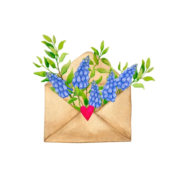 Envelope Artesanato Com Flores Primavera Ramos Com Folhagem Mensagem Amor Fotos De Bancos De Imagens