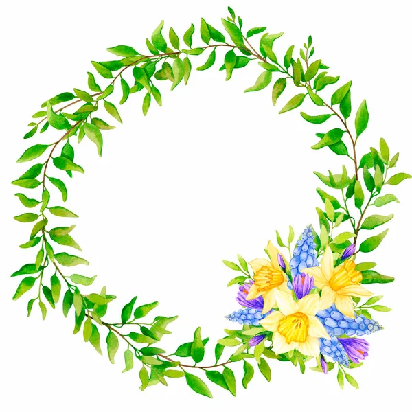 Coroană Flori Primăvară Decoratiuni Naturale Pentru Proiectarea Felicitărilor Invitațiilor Nuntă — Fotografie, imagine de stoc