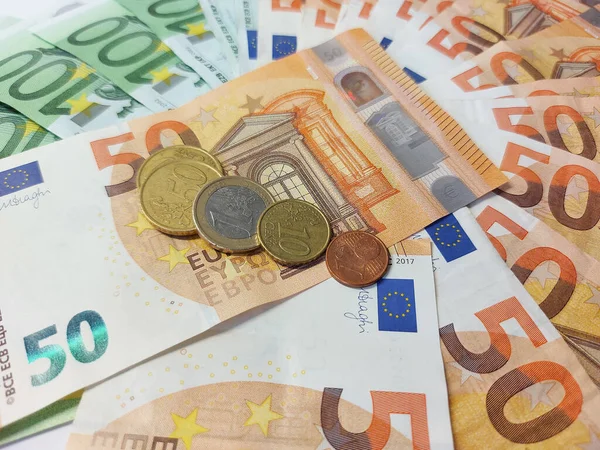 Monnaie Union Européenne Approche Cents Sur Argent Euros — Photo
