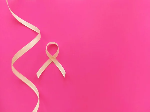 Light Ribbon Pink Background Symbol Breast Cancer Women Aids — Stock Photo, Image