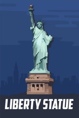 Arka planda New York manzaralı Özgürlük Anıtı