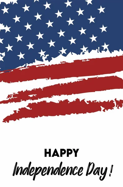 Šťastný Den Nezávislosti Americkou Vlajkou Motivem Štětce — Stockový vektor