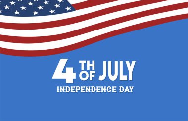 Mavi arka plan ve Amerikan bayrağında 4 Temmuz Bağımsızlık Günü