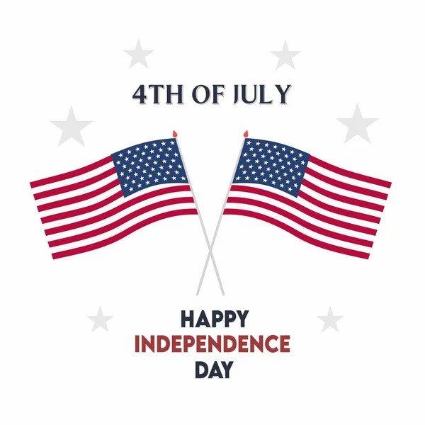 Červencový Den Nezávislosti Dvěma Americkými Vlajkami — Stockový vektor