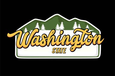 Washington State with trees silhouette clipart