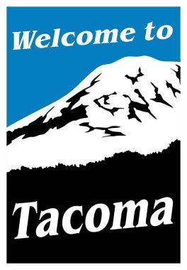 Beyaz dağlı ve mavi gökyüzlü Tacoma