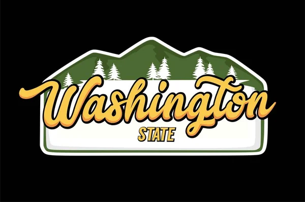 Washington State Trees Silhouette — Stok Vektör