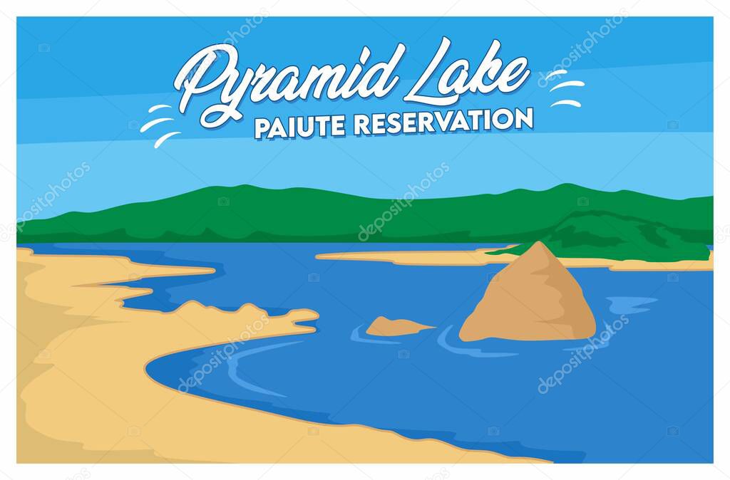 Pyramid Lake Paiute Reservation with lake and mountain views in the background