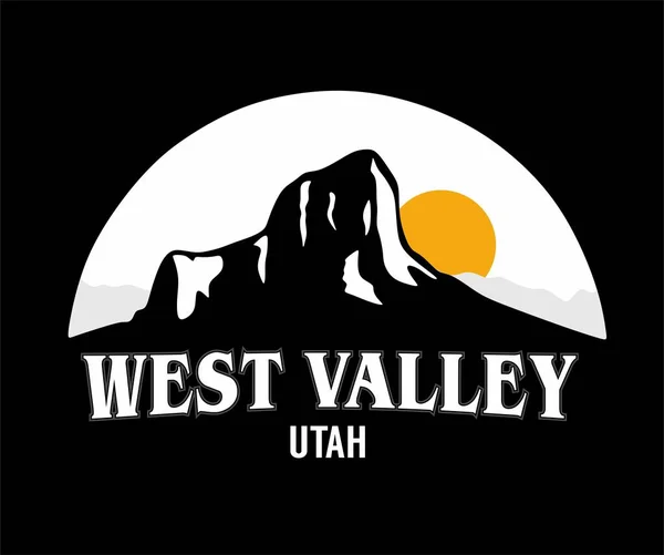 West Valley Mountains Black Background — стоковый вектор