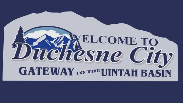 Welcome Duchesne City Blue Background — Stock Photo, Image