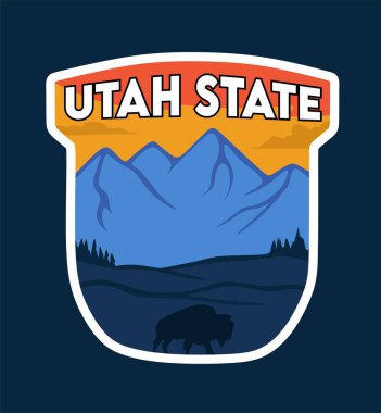 Utah Eyaleti 'nde mavi dağlar ve bizon siluetleri