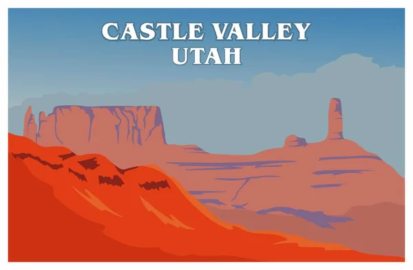 Castle Valley Utah Beautiful Natural Scenery Best Design — Vector de stock