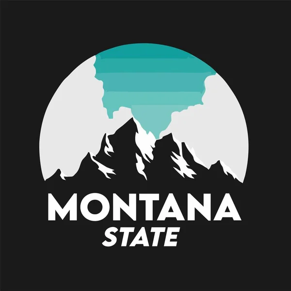 Montana State Con Vista Silueta Montaña Cielo Negro Azul — Vector de stock