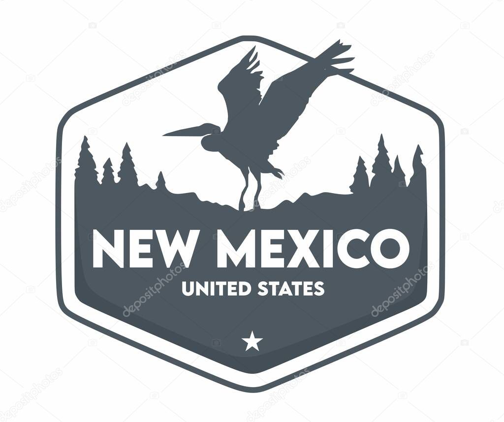 New Mexico with blue bird silhouette