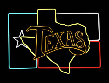 Teksas biçimi siyah arkaplan neon