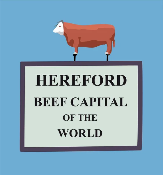 Hereford Com Ilustração Vaca Marrom — Vetor de Stock