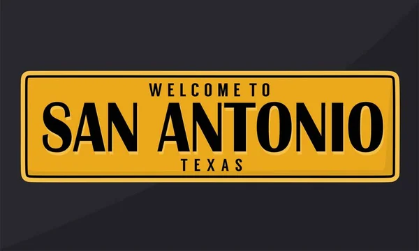 San Antonio Texas Auf Gelbem Hintergrund — Stockvektor