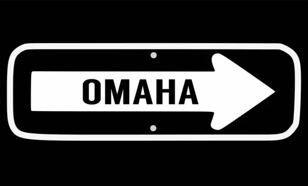 Wegbeschreibung Omaha Auf Schwarzem Hintergrund — Stockvektor