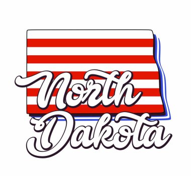 Kuzey Dakota eyalet haritası silueti ile