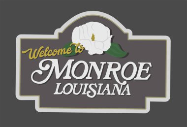 Monroe Louisiana 'ya hoş geldiniz çiçek siluetiyle