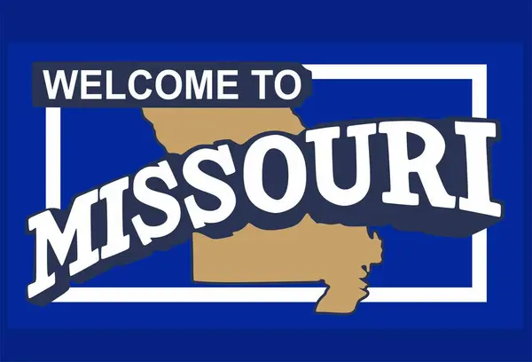 Bienvenue Missouri Avec Fond Bleu — Image vectorielle