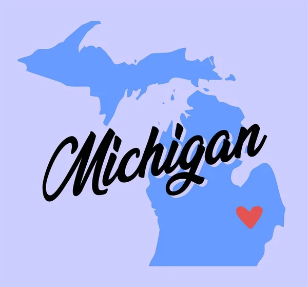 Michigan Avec Carte Michigan Bleu — Image vectorielle