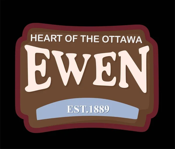 Ewen Michigan Corazón Ottawa — Vector de stock
