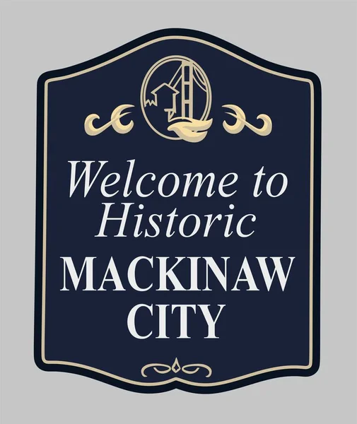 Bienvenido Historic Mackinaw City Michigan — Vector de stock