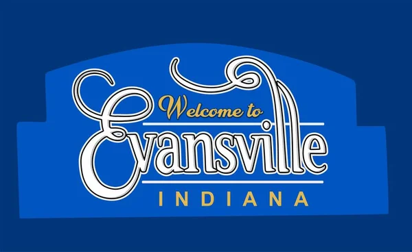 Evansville Indiana Modrým Podkladem — Stockový vektor