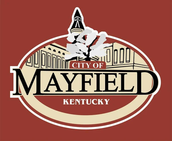 Mayfield Kentucky Avec Fond Rouge — Image vectorielle