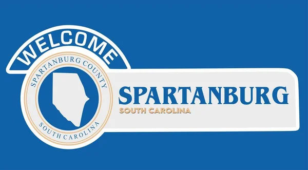 Spartanburg South Carolina Blue Background — Stockvektor