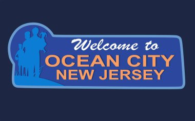 Ocean City New Jersey with blue background 