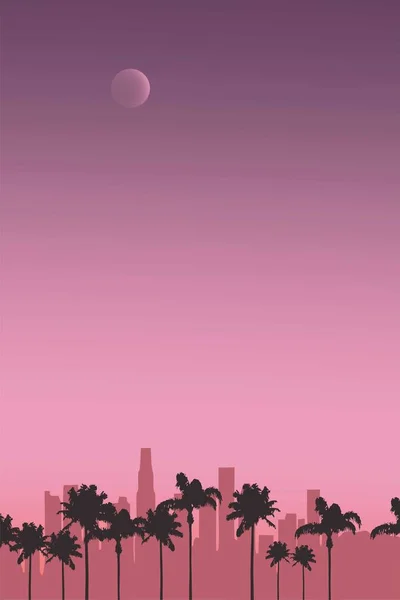 Los Angeles City Purple Sky — Stockvector