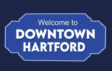 Downtown Hartford with blue background 