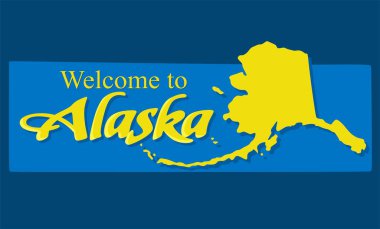 Alaska State with blue background 