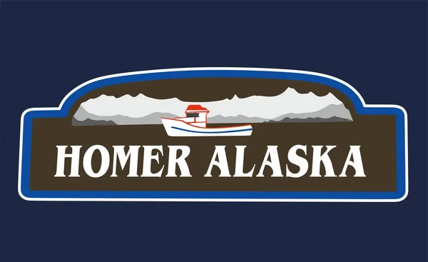 Homer Alaska Blue Background — Vector de stock