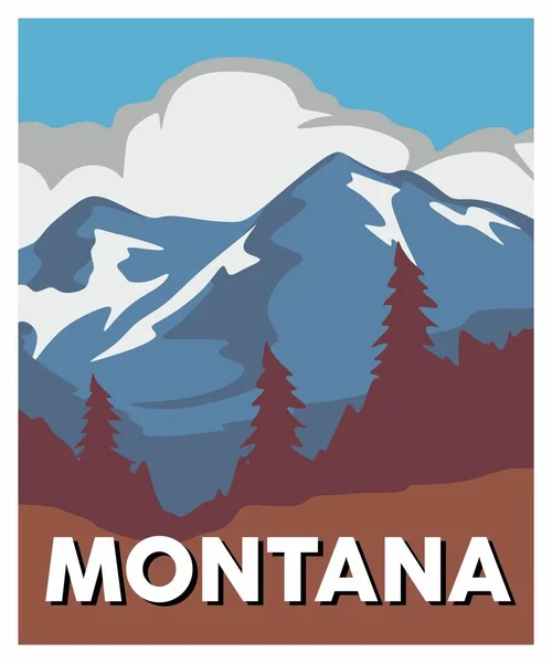 Montana State Beautiful Mountain View — Vector de stock