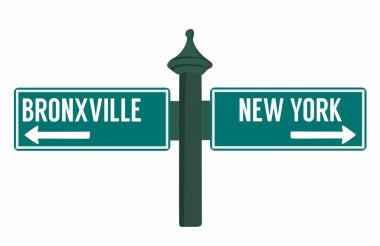 Bronxville and New York street signs