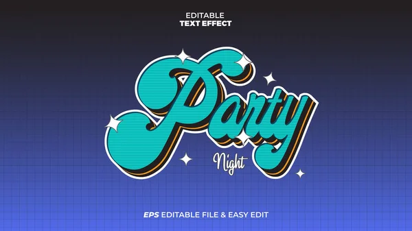 Noche Fiesta Efecto Texto Editable — Vector de stock